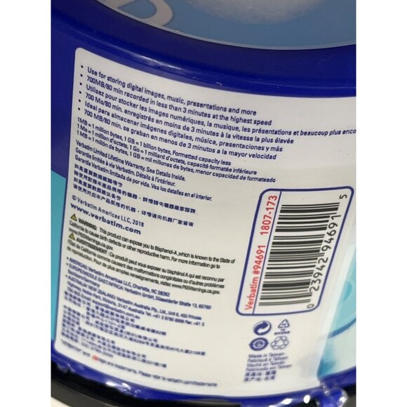 Verbatim 48-Pack CD-R Discs 700MB 52X 80 Min Digital Storage Media New - Picture 3 of 4